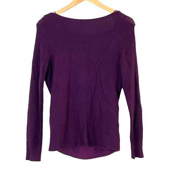 White House Black Market | NWT purple knit long sleeve sweater twist bac… - Picture 1 of 11